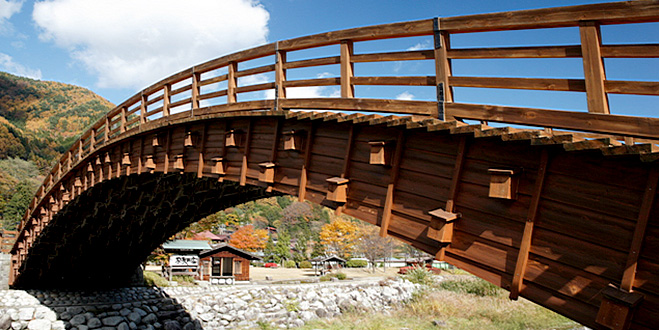 奈良井宿（03）紅葉の「木曽の大橋」