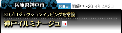 兵庫県神戸市｜開催日：開催中～2014年2月2日｜3Dプロジェクションマッピングを常設｜神戸イルミナージュ