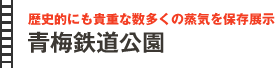 
歴史的にも貴重な数多くの蒸気を保存展示
青梅鉄道公園