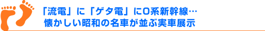 「流電」に「ゲタ電」に0系新幹線…懐かしい昭和の名車が並ぶ実車展示