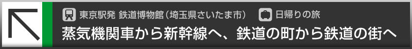 東京駅発　鉄道博物館（埼玉県さいたま市）／日帰りの旅 蒸気機関車から新幹線へ、鉄道の町から鉄道の街へ