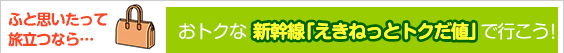 ふと思いたって旅立つなら…
おトクな　新幹線「えきねっとトクだ値」で行こう！
