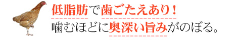 低脂肪で歯ごたえあり！噛むほどに奥深い旨みがのぼる。