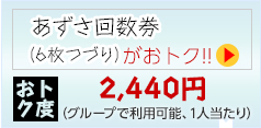 あずさ回数券（6枚つづり）がおトク！　おトク度…2,440円（グループで利用可能、1人当たり）