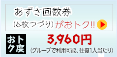 あずさ回数券（6枚つづり）がおトク！おトク度…3,960円（グループで利用可能、往復1人あたり）