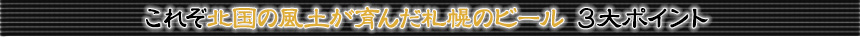 これぞ北国の風土が育んだ札幌のビール　3大ポイント