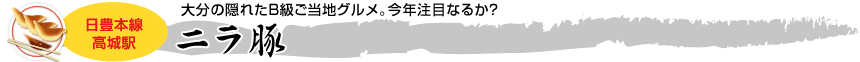 [日豊本線 高城駅]大分の隠れたB級ご当地グルメ。今年注目なるか？「ニラ豚」