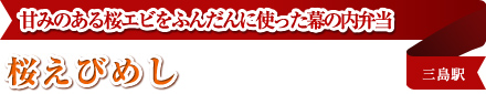 甘みのある桜エビをふんだんに使った幕の内弁当 桜えびめし 三島駅