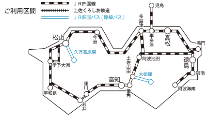 週末乗り放題きっぷフリーエリア図