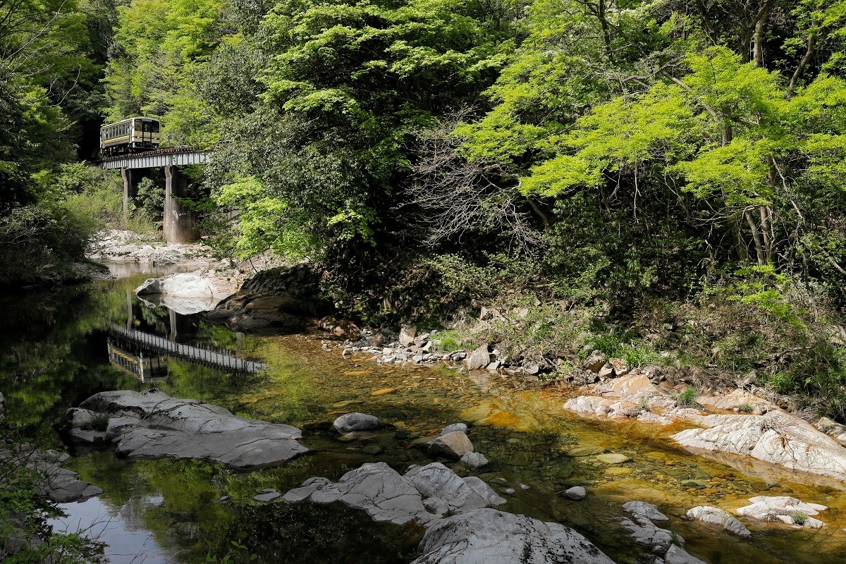 備後落合駅,小鳥原川,キハ120系,木次線