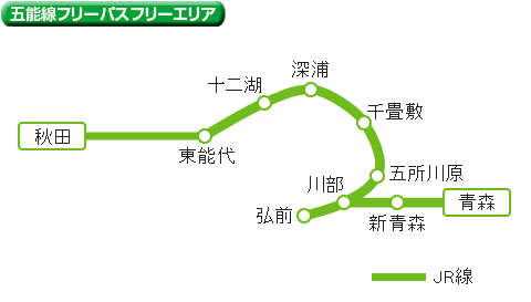 五能線フリーパスのフリーエリア