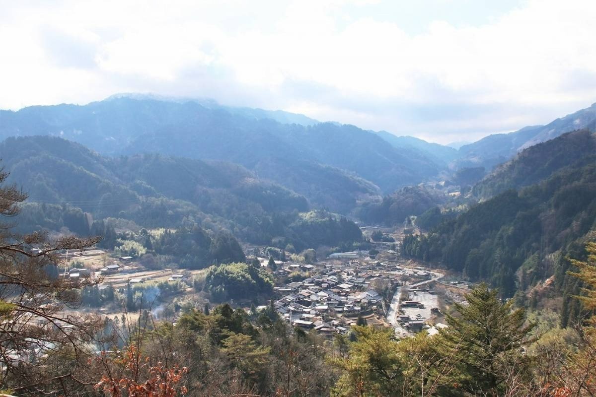 妻籠城跡から宿場を見下ろした景色