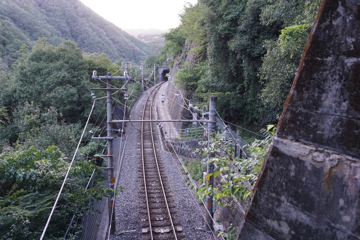 トンネル上部から見た田本駅