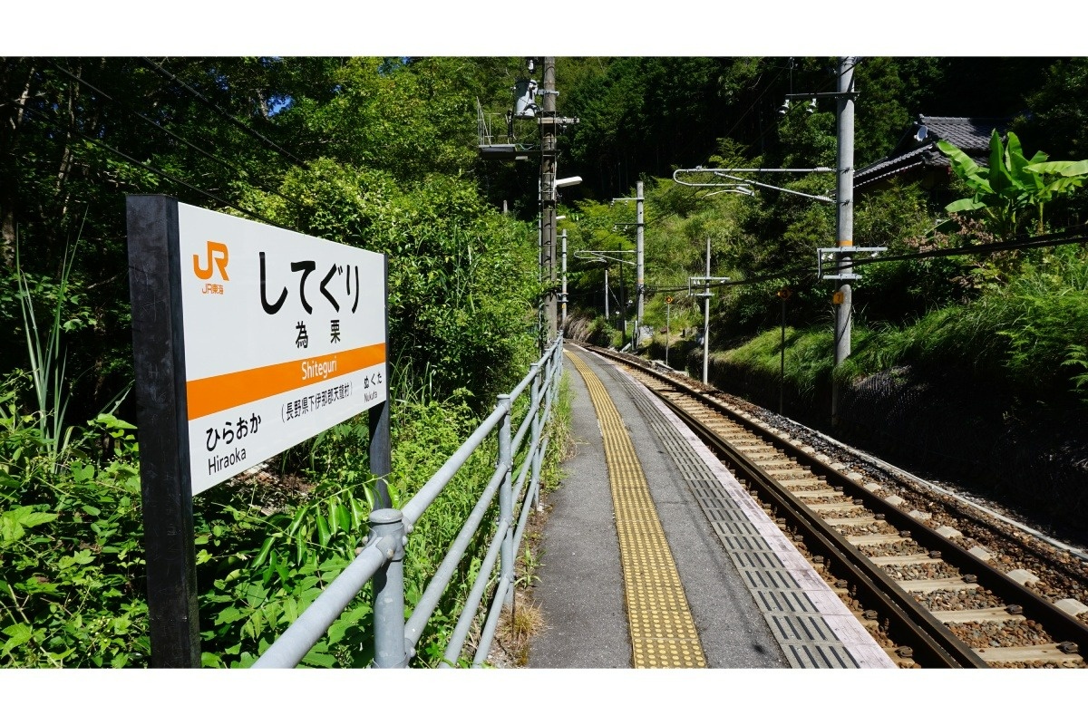 天竜川を背にした為栗駅