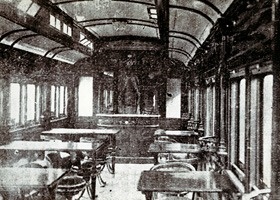 1912（明治45）年6月に登場した新橋〜下関間の一・二等特別急行列車に連結された洋食堂車