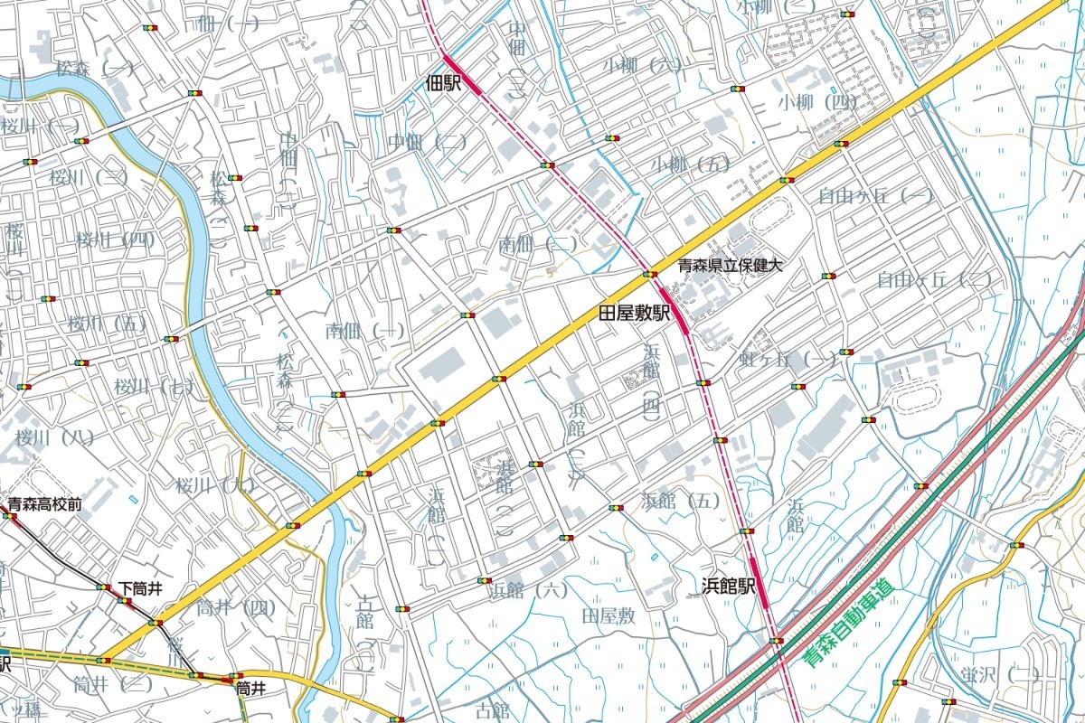 地下鉄が敷かれた「浜館駅」周辺の風景は……？（「青森トラム」空想地図1：25000＜制作中＞より）