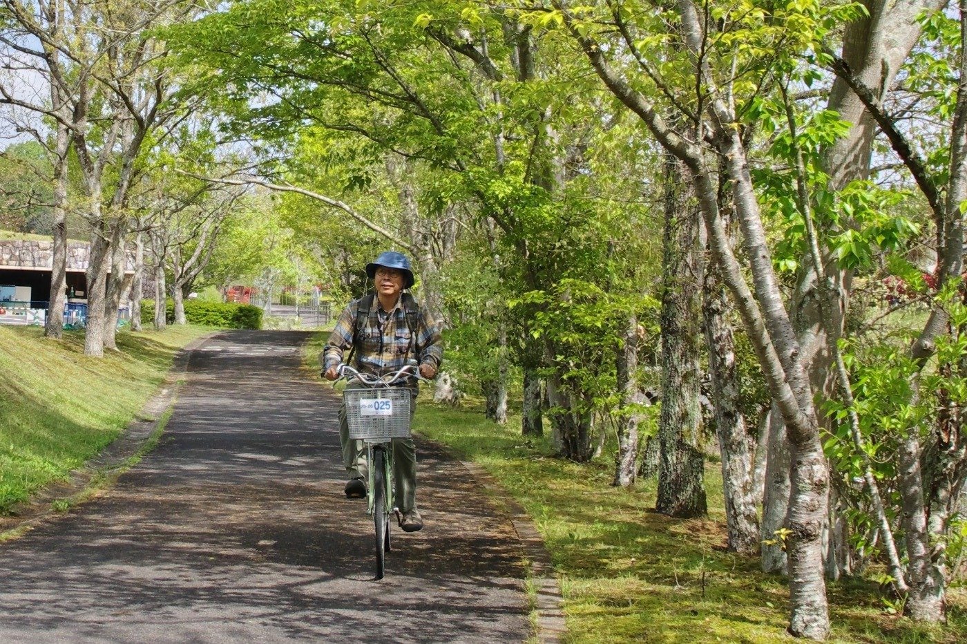 園内のサイクリング道は多少起伏がありますが、3段変速付きのレンタサイクル（シティサイクル）なら比較的楽に走れます