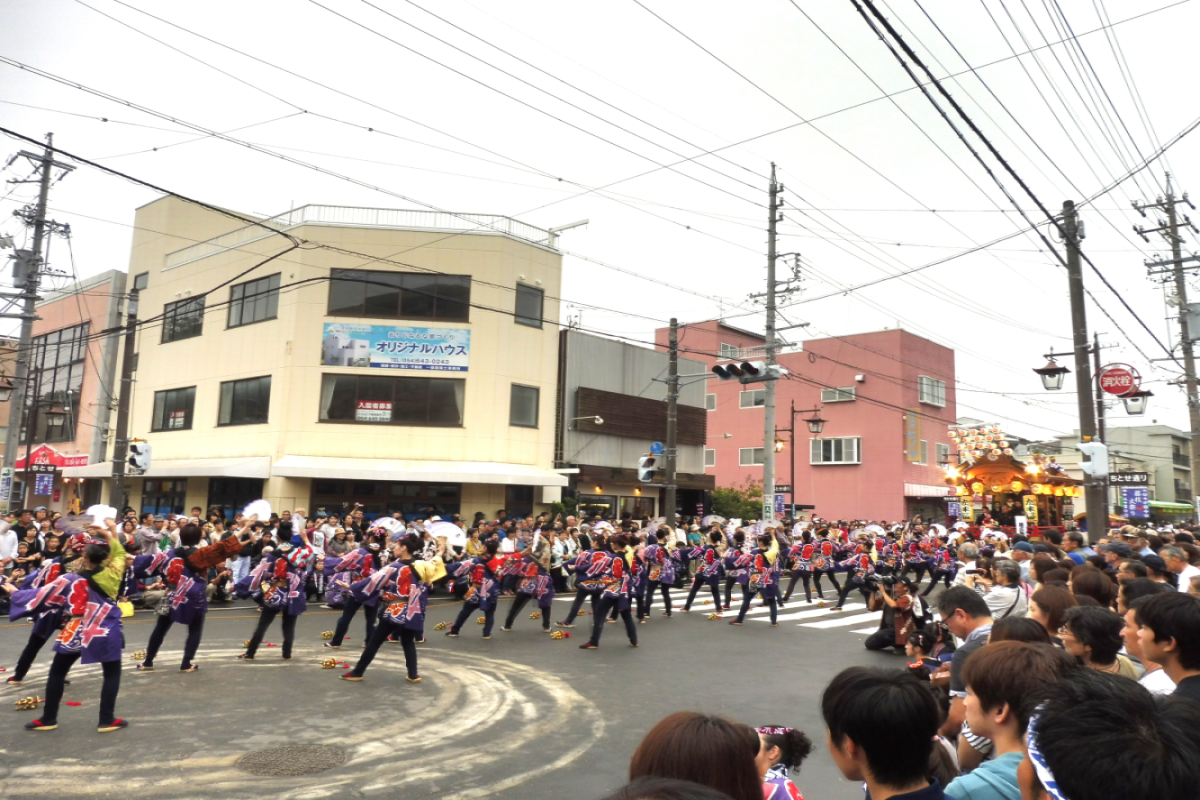 市街地で繰り広げられる地踊りは壮観