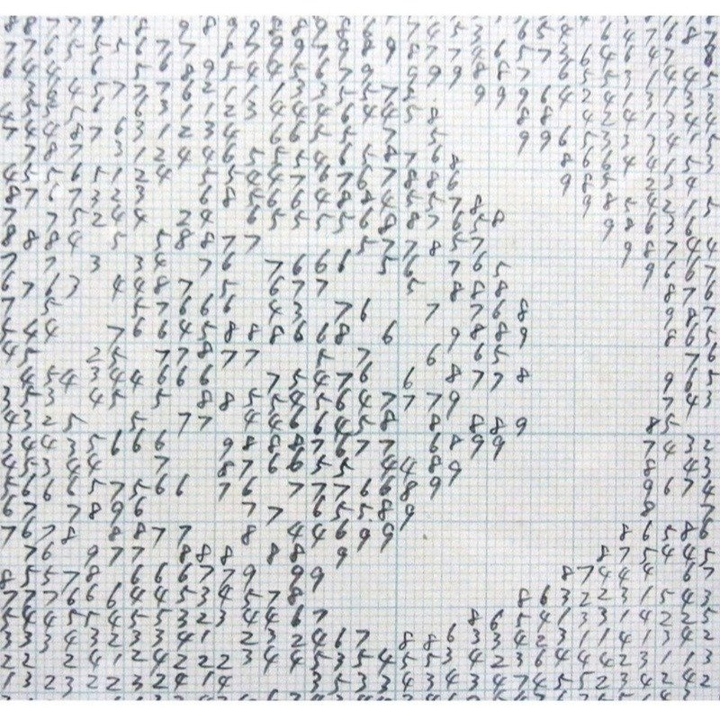 『ジーンズ　下絵（数字）』（部分）1984年　鉛筆、紙