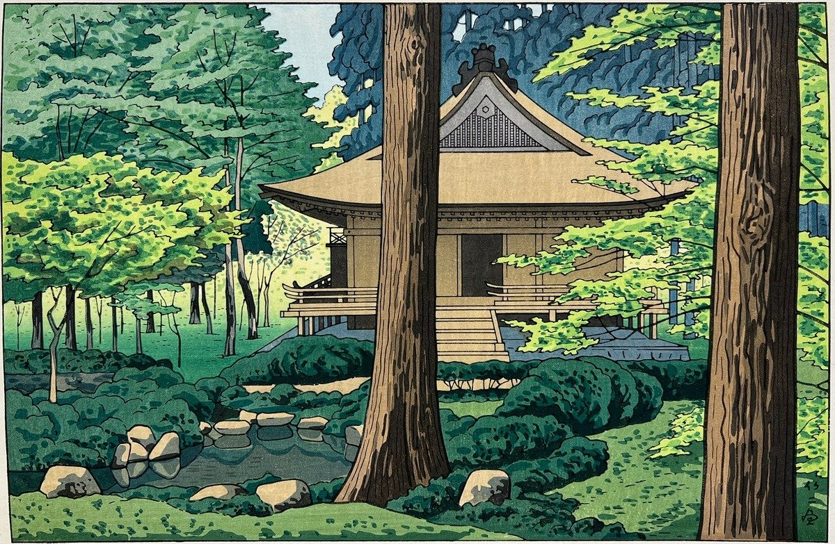 昭和初期の名版画と評される浅野竹二「三千院夏」（1万5400円）