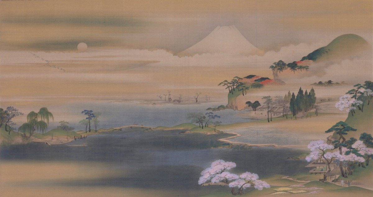 沖探容（おきたんよう）「四季富士図」江戸時代(19世紀) 絹本着色・一幅