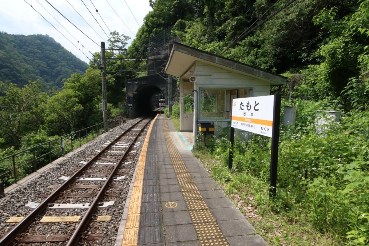 飯田方面を見るとトンネルが
