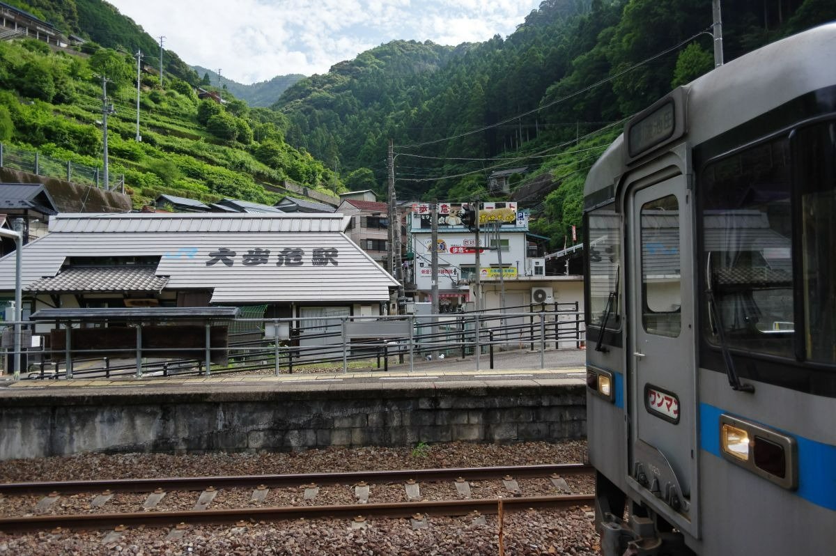地域伝統の茅葺き民家を模した大歩危駅