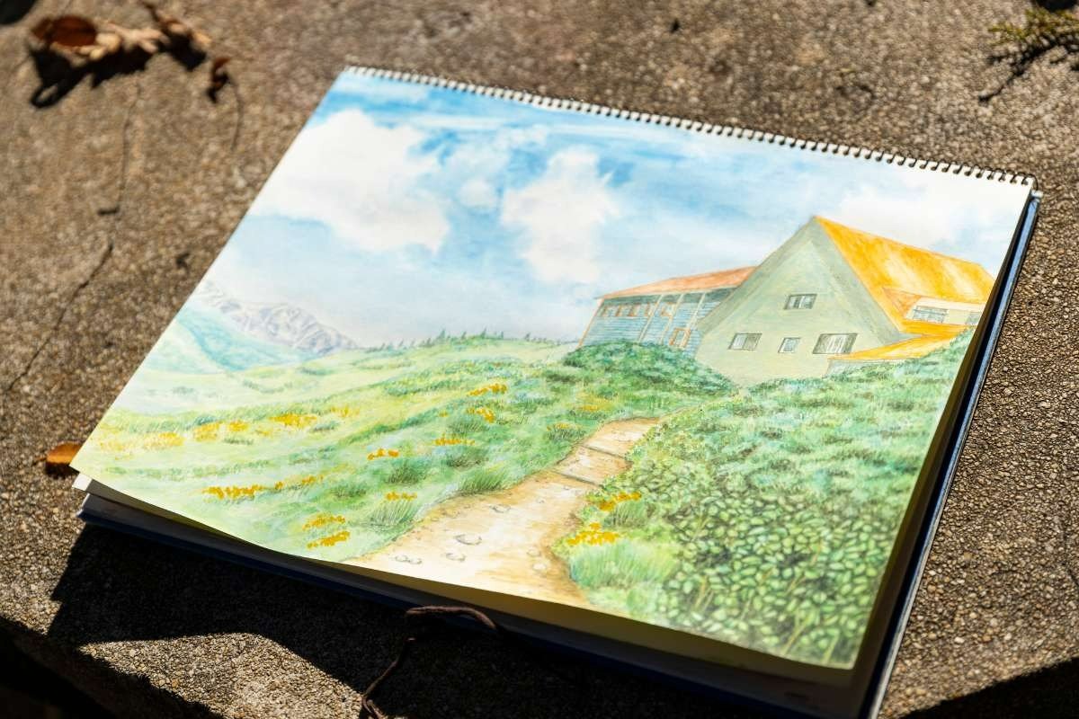 風景写真を模写したおおやまさんの作品