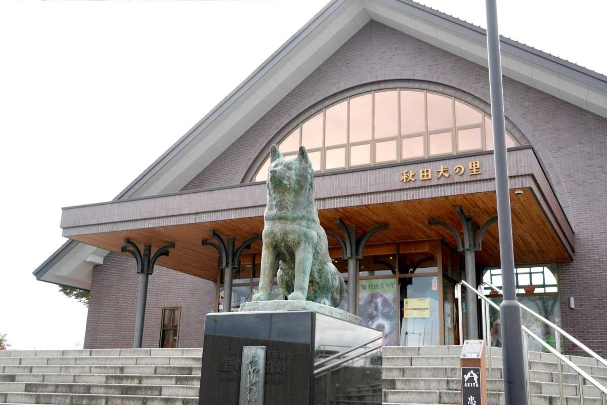 大正時代の渋谷駅を模した入口の前で、忠犬ハチ公の像が出迎えます