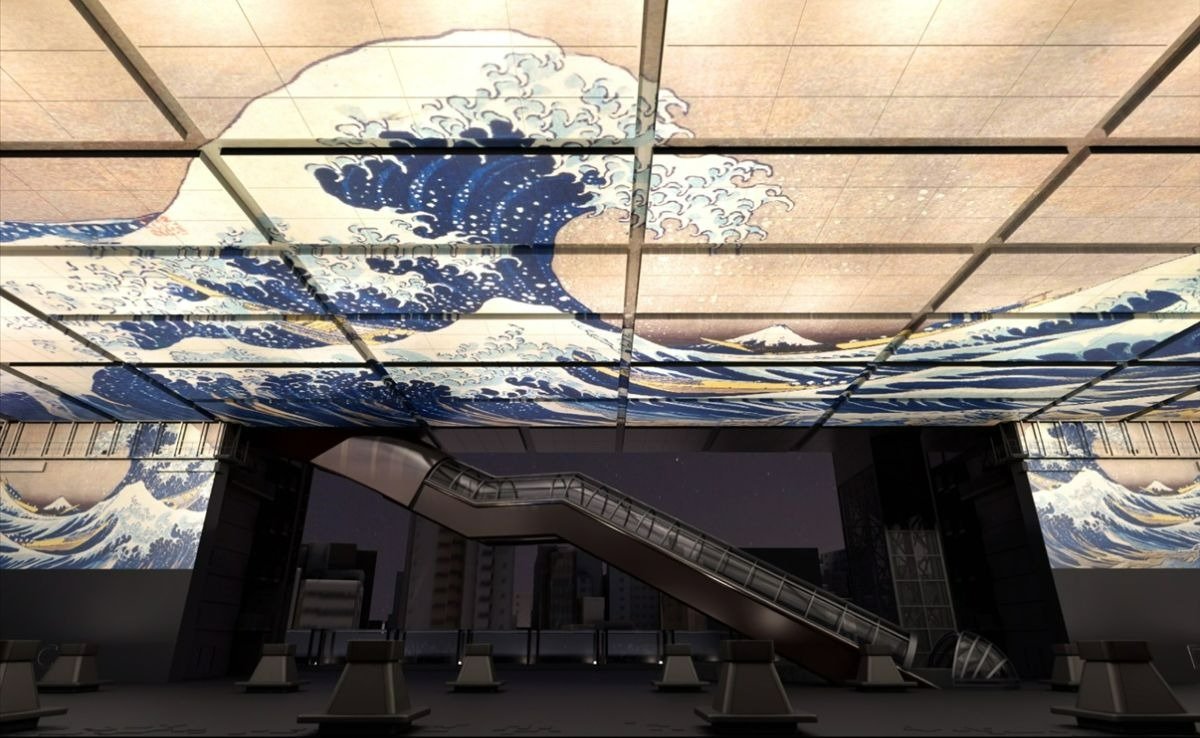 約4000平方メートルの天井部に収蔵品などの大型映像が投影される3階「江戸東京ひろば」