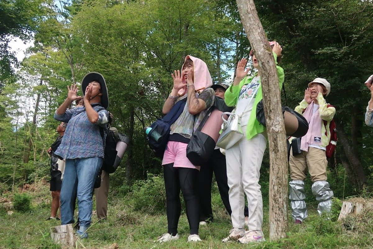 みんなでひと叫び。やまびこが返ってくるかな？