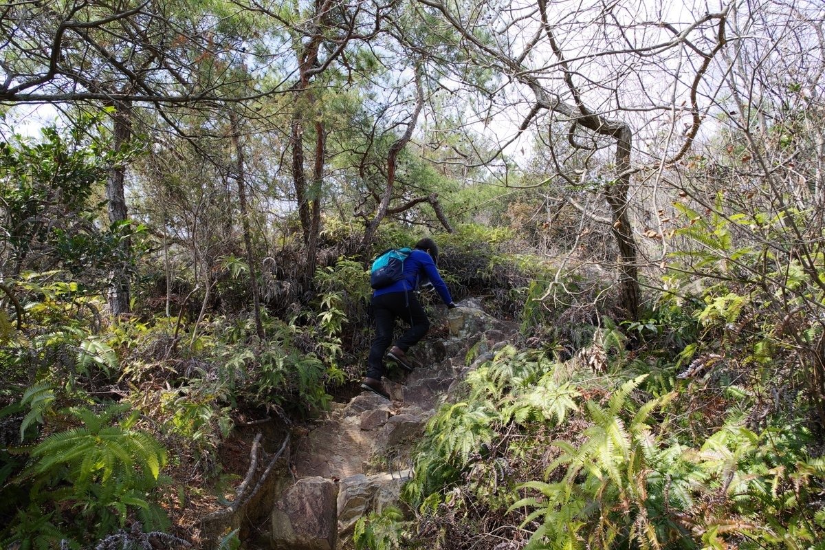 岩場では三点支持で