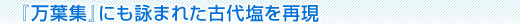 『万葉集』にも詠まれた古代塩を再現