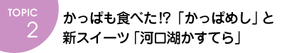 TOPIC2 かっぱも食べた!?「かっぱめし」と新スイーツ「河口湖かすてら」