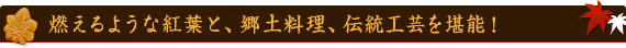 燃えるような紅葉と、郷土料理、伝統工芸を堪能！