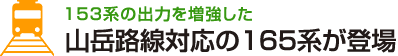 153系の出力を増強した山岳路線対応の165系が登場