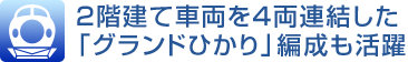 2階建て車両を4両連結した「グランドひかり」編成も活躍