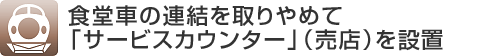 食堂車の連結を取りやめて 「サービスカウンター」（売店）を設置 