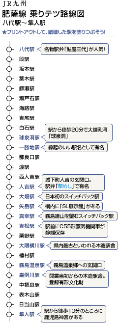 肥薩線 乗りテツ路線図 ★プリントアウトして、踏破した駅を塗りつぶそう！