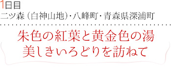 １日目｜二ツ森（白神山地）・八峰町・青森県深浦町）｜朱色の紅葉と黄金色の湯美しきいろどりを訪ねて