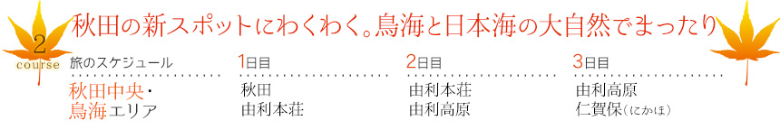 コース2｜秋田の新スポットにわくわく。鳥海と日本海の大自然でまったり