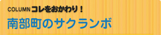 COLUMN　コレをおかわり！ 南部町のサクランボ