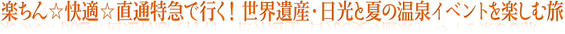 楽ちん☆快適☆直通特急で行く！　世界遺産・日光と夏の温泉イベントを楽しむ旅