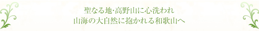 聖なる地･高野山に心洗われ
山海の大自然に抱かれる和歌山へ
