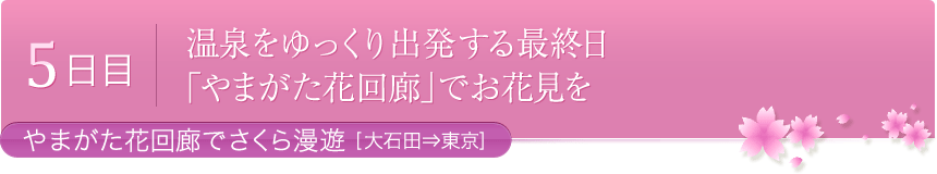 5日目 温泉をゆっくり出発する最終日 「やまがた花回廊」でお花見を - やまがた花回廊でさくら漫遊[大石田⇒東京]