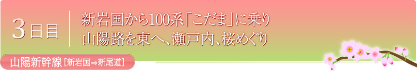 3日目 新岩国から100系「こだま」に乗り山陽路を東へ、瀬戸内、桜めぐり 山陽新幹線[新岩国⇒新尾道]