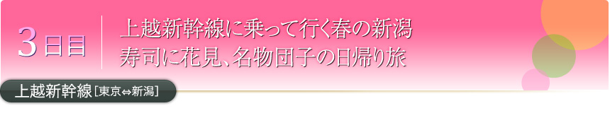 3日目 上越新幹線に乗って行く春の新潟 寿司に花見、名物団子の日帰り旅 上越新幹線［東京⇔新潟］