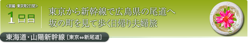 1日目東京から新幹線で広島県の尾道へ坂の町を見て歩く日帰り夫婦旅東海道・山陽新幹線［東京⇔新尾道］