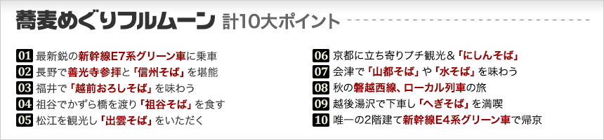 蕎麦めぐりフルムーン　旅の10大ポイント