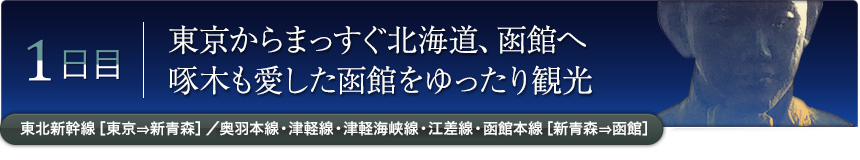 1日目｜東京からまっすぐ北海道、函館へ啄木も愛した函館をゆったり観光｜東北新幹線［東京⇒新青森］／奥羽本線・津軽線・津軽海峡線・江差線・函館本線［新青森⇒函館］